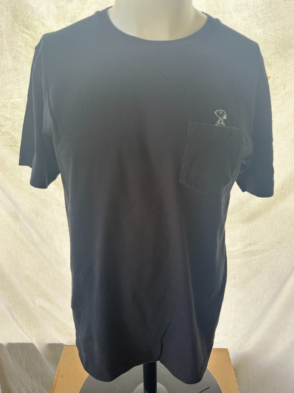 Kaws X Peanuts Uniqlo Pocket Tee Men's Black Shirt Large